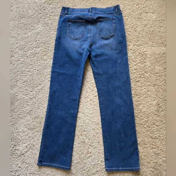 Betabrand Pull On Jeans Womens L Petite Blue Straight - Picture 4 of 11